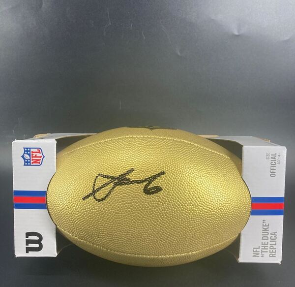 NFL - Panthers Tetairoa McMillan Signed Gold Composite Football