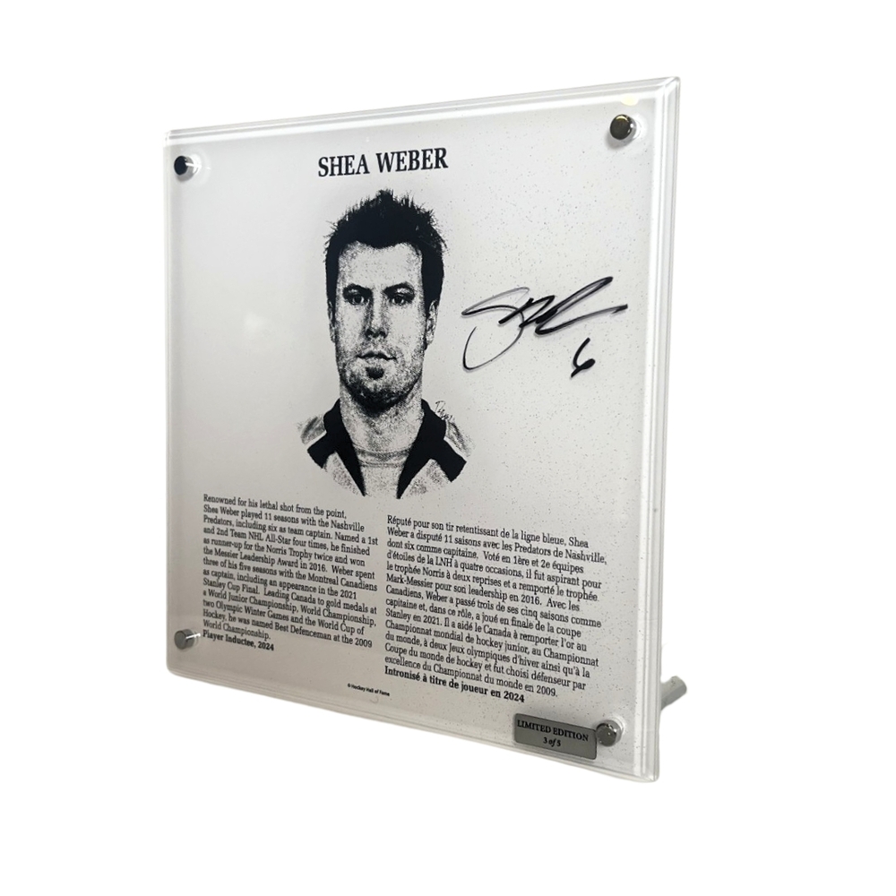 Shea Weber Autographed Legends Line Honoured Member Plaque - Limited Edition 5/5 LAST ONE AVAILABLE