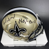 HOF - Saints Willie Roaf Signed Replica Slate Speed Helmet with HOF 12 I...