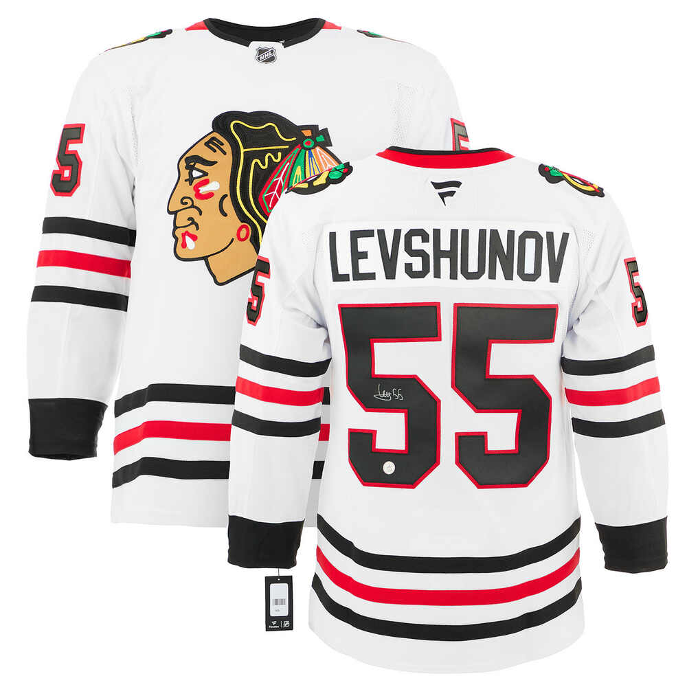 Artyom Levshunov Signed Chicago Blackhawks White Fanatics Premium Jersey