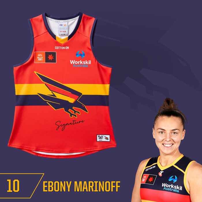 Photo of Ebony Marinoff #10 Adelaide Crows 2025 Away Guernsey 