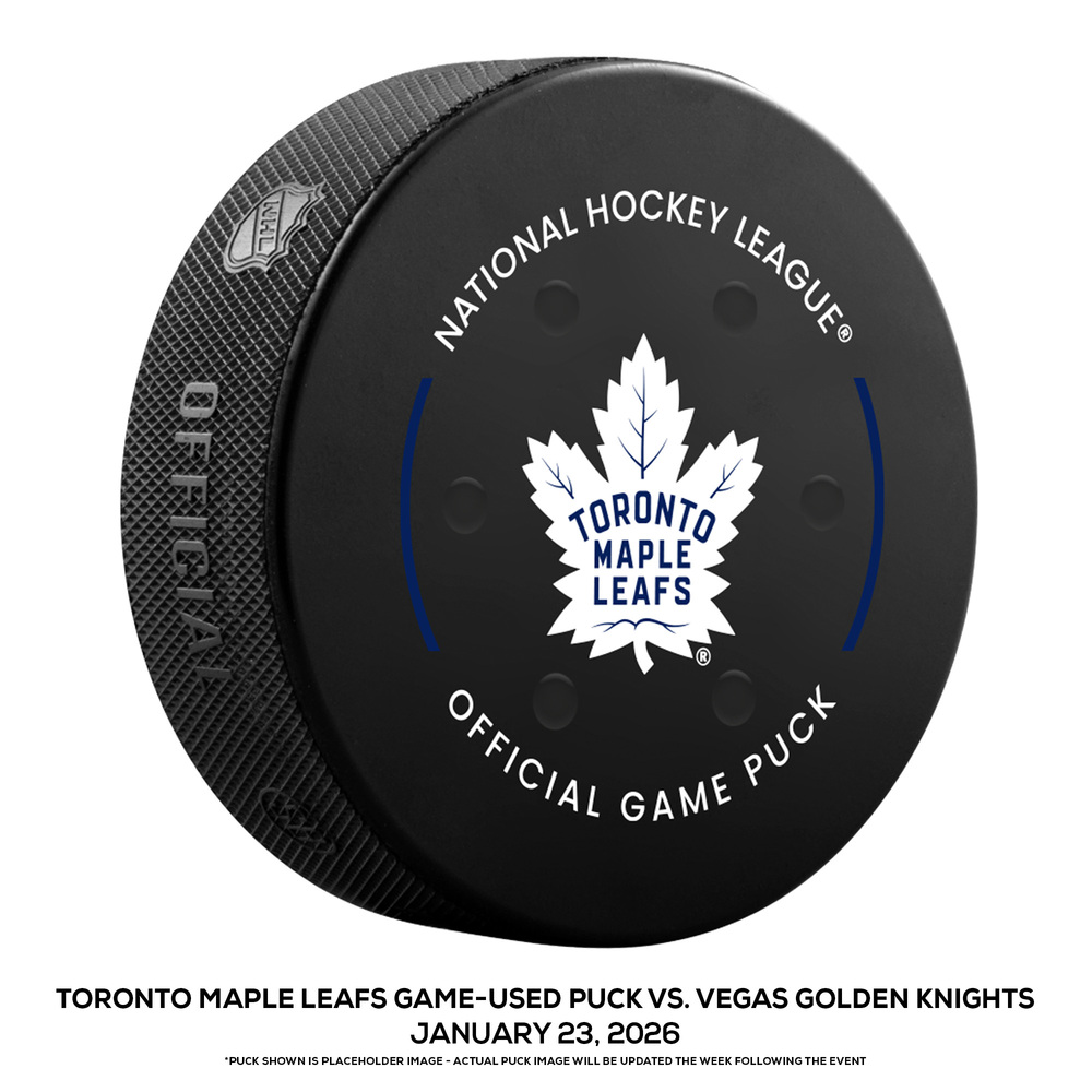Toronto Maple Leafs Game-Used Puck vs. Vegas Golden Knights on January 23, 2026 - Mitch Marner (VGK) Faces Former Team in Toronto for 1st Time