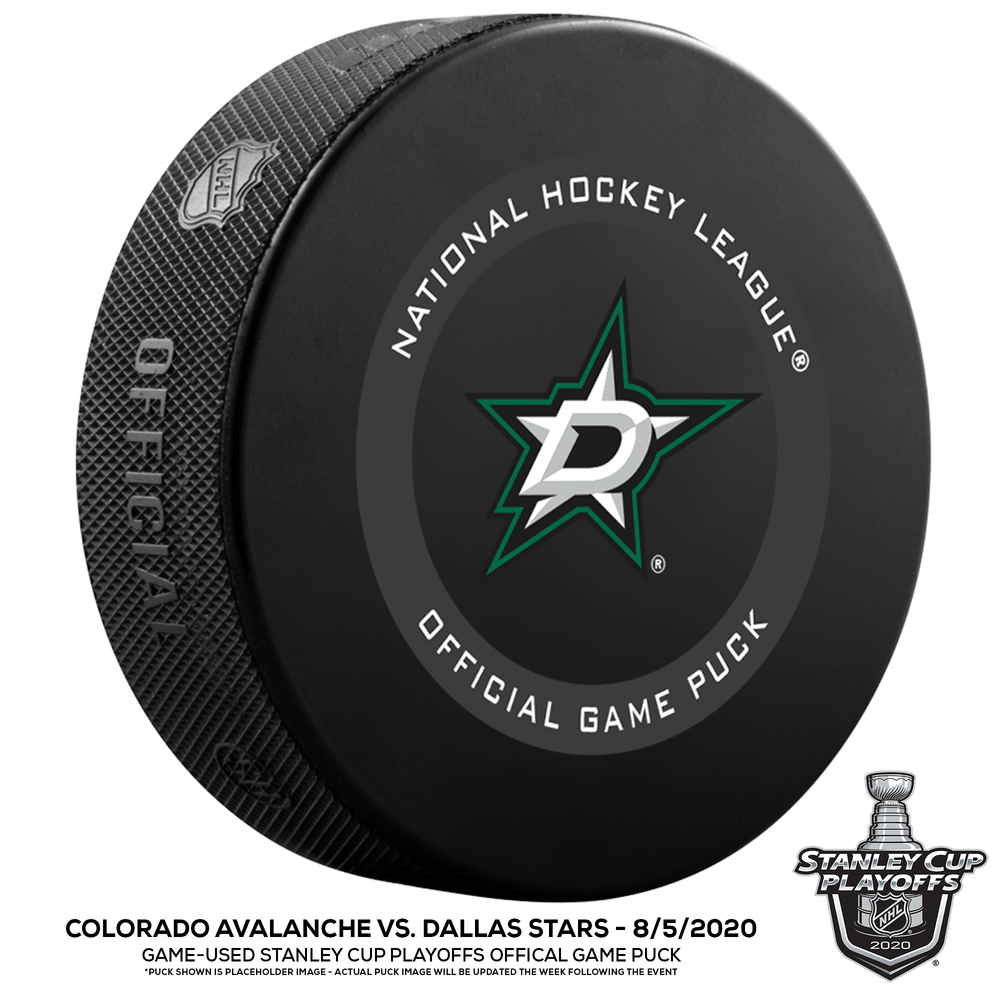 Colorado Avalanche vs. Dallas Stars Game-Used Puck from 2020 Stanley Cup Playoffs Round Robin Game on August 5, 2020