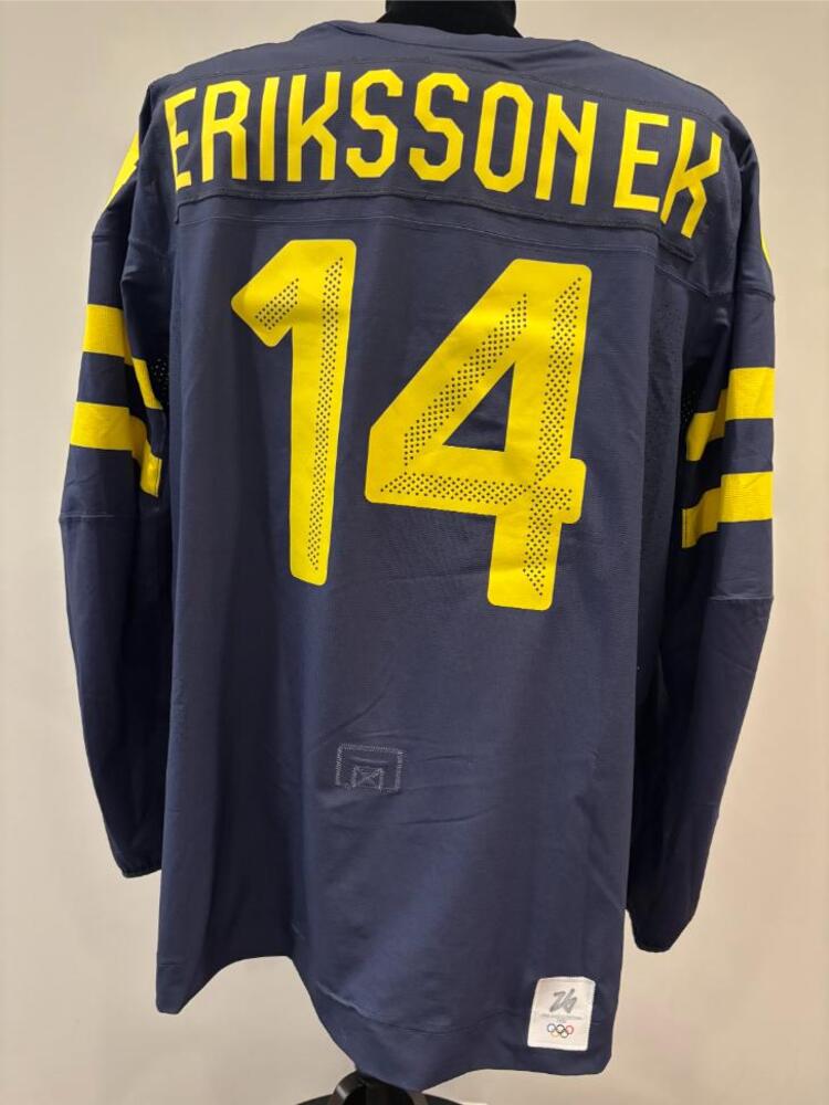Joel Eriksson Ek Sweden Game-Used Blue Jersey worn v. Slovakia on February 14, 2026, as a part of the 2026 Milano Cortina Winter Games.