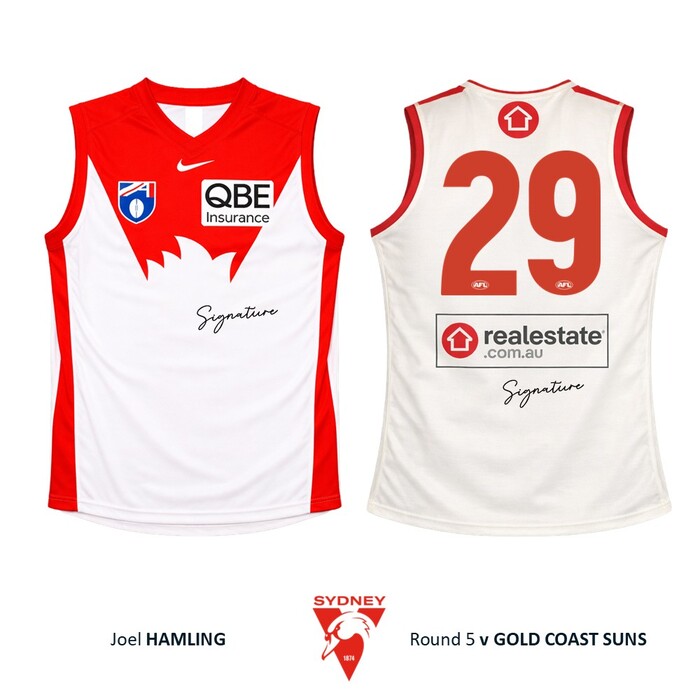 Photo of Joel Hamling #29 Sydney Swans 2026 Gather Round Guernsey