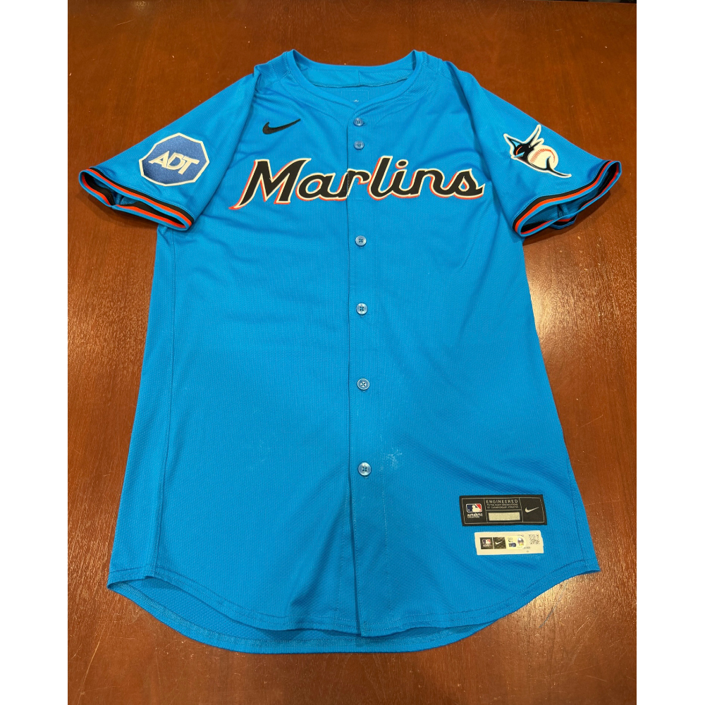 Liam Hicks Game-Used Blue Jersey (HR #4) from 2025 Season - Miami