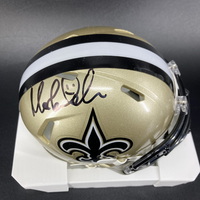 HOF - Saints Morten Andersen Signed Mini Helmet with HOF 17 Inscription