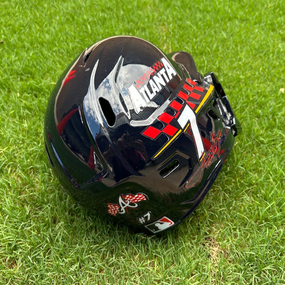 atlanta braves motorcycle helmet Jurickson Profar Game Used 2025 Speedway Classic Helmet