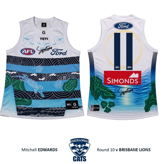 Photo of Mitchell Edwards #11 Geelong Cats 2026 First Nations Clash Guernsey
