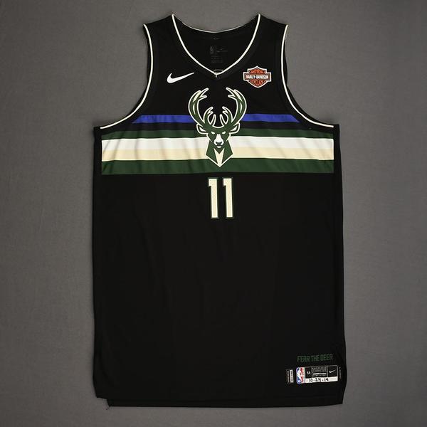 Image of Brook Lopez - Milwaukee Bucks - Kia NBA Tip-Off 2019 - Game-Worn Statement Edition Jersey - Bucks' Debut