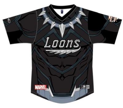 #3 Jake Cantleberry Great Lakes Loons Game Worn Marvel Black Panther  Jersey