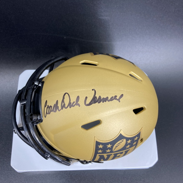HOF - Eagles Dick Vermeil Signed NFL Shield Rave Mini Helmet