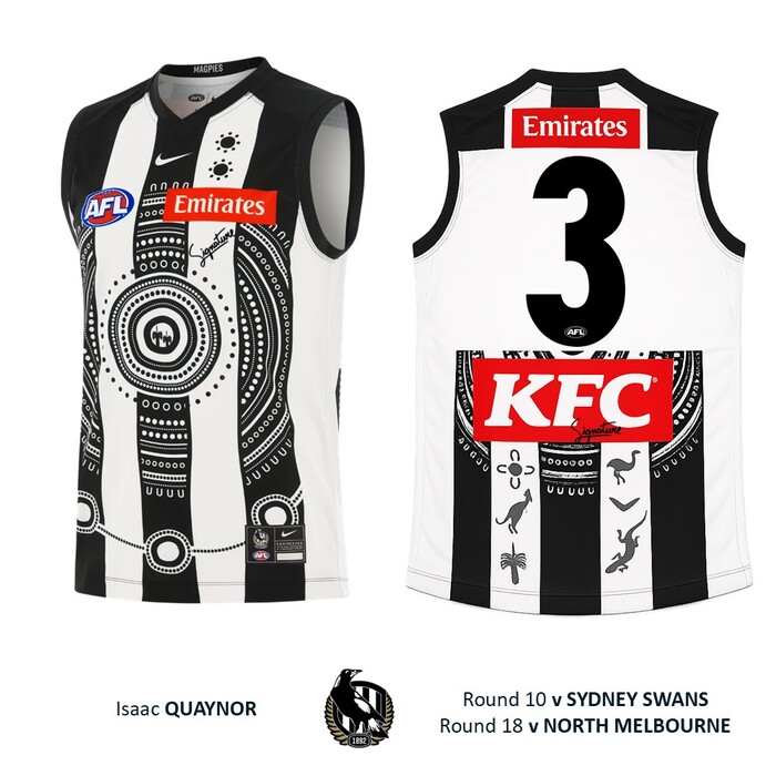 Photo of Isaac Quaynor #3 Collingwood 2026 Indigenous Guernsey