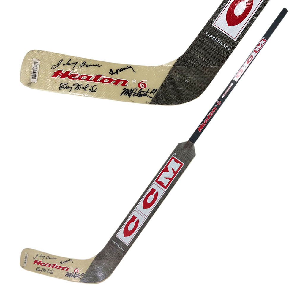 Johnny Bower, Gump Worsley, Gerry McNeil & Mike Palmateer Autographed CCM Goalie Stick - From Mike Palmateer's Personal Collection