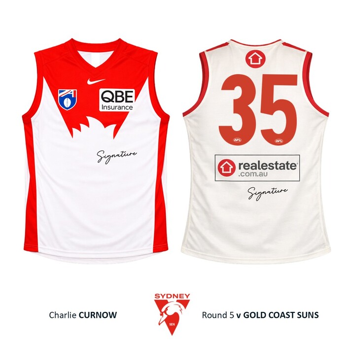 Photo of Charlie Curnow #35 Sydney Swans 2026 Gather Round Guernsey