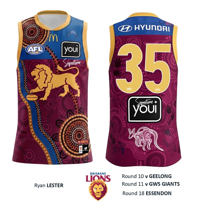 Photo of Ryan Lester #35 Brisbane Lions 2026 Indigenous Guernsey