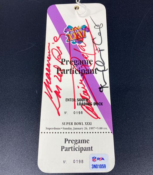 NFL - Multi Signed Super Bowl XXXI Pre Game Credential Signed By Mary Ch...