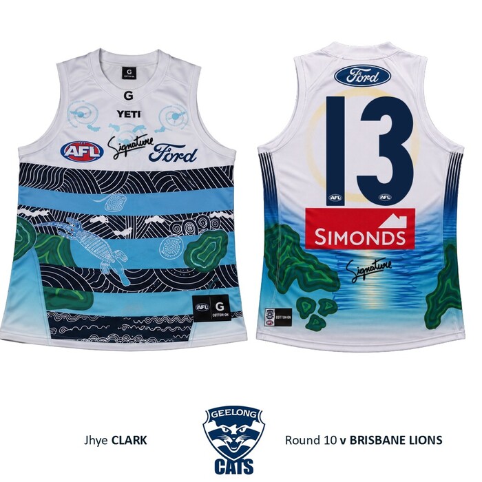 Photo of Jhye Clark #13 Geelong Cats 2026 First Nations Clash Guernsey