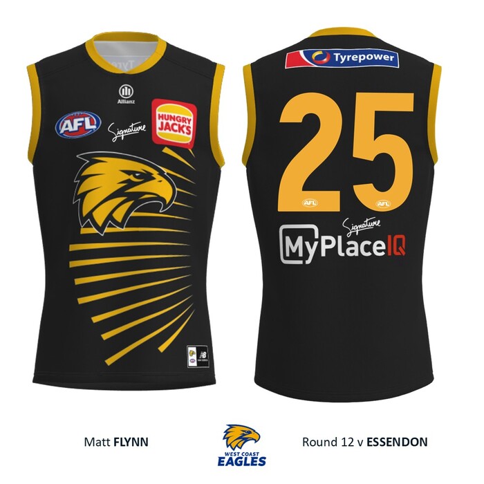 Photo of Matt Flynn #25 West Coast Eagles 2026 WA Day Player-Issue Guernsey & Shorts