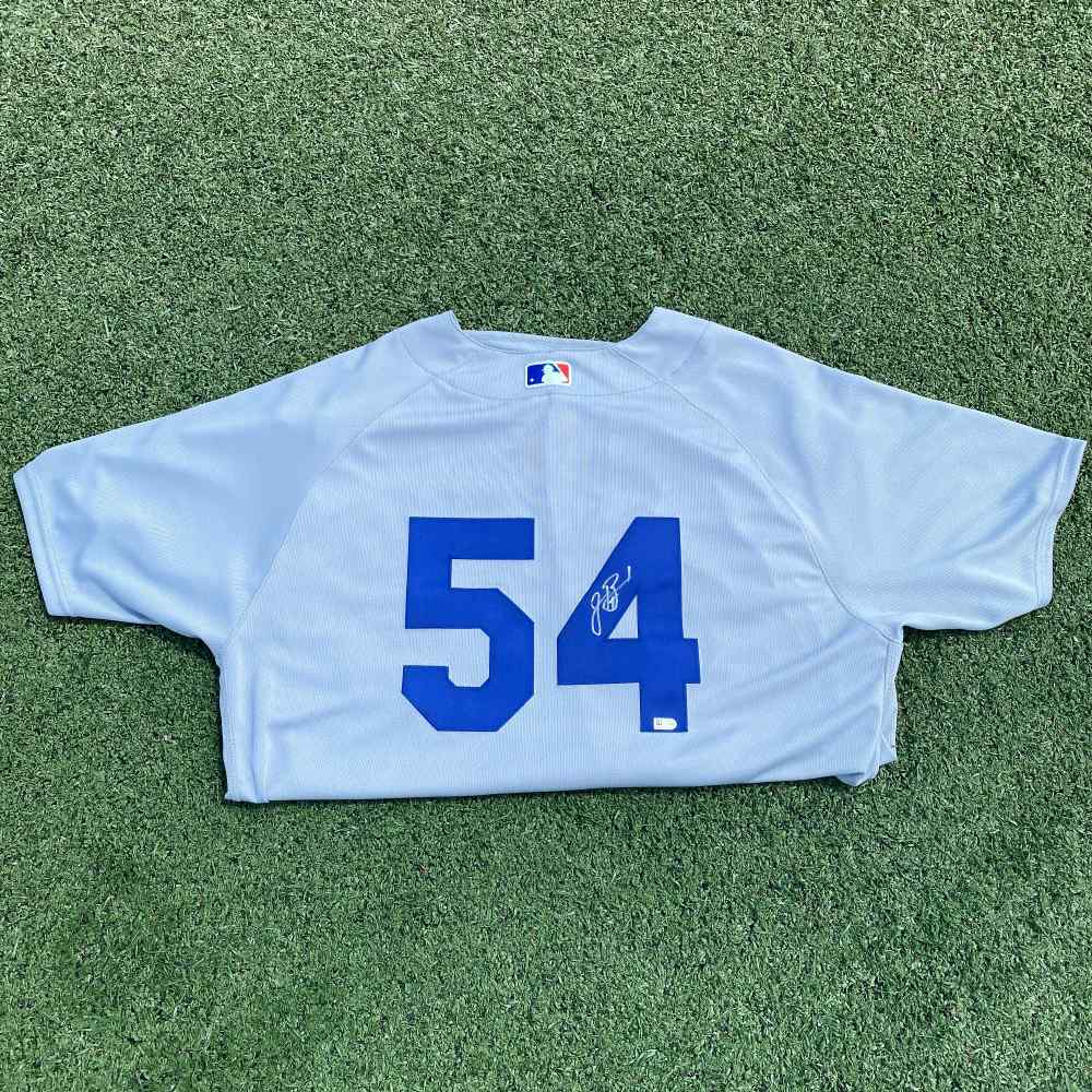 Autographed and GameUsed Brooklyn Dodgers Jersey Josh Bard 54 (LAD