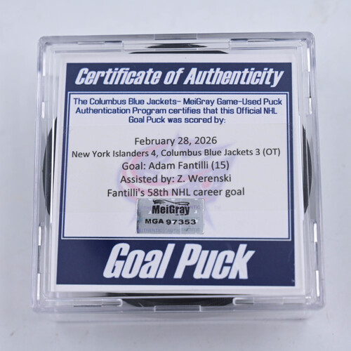 Image of Fantilli, Adam - Columbus Blue Jackets - February 28, 2026 vs. New York Islanders (Blue Jackets' 25th Anniversary Logo)