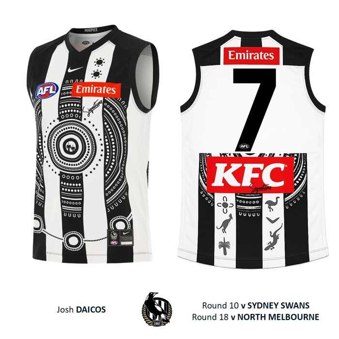 Photo of Josh Daicos #7 Collingwood 2026 Indigenous Guernsey