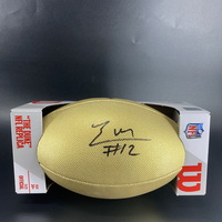 Red Cross - Commanders Luke McCaffrey Signed Gold Composite Football
