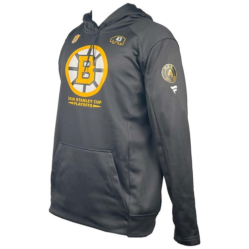Photo of Team-Issued 2026 Playoffs Player-Worn Fanatics Bruins Hoodie - Jordan Harris
