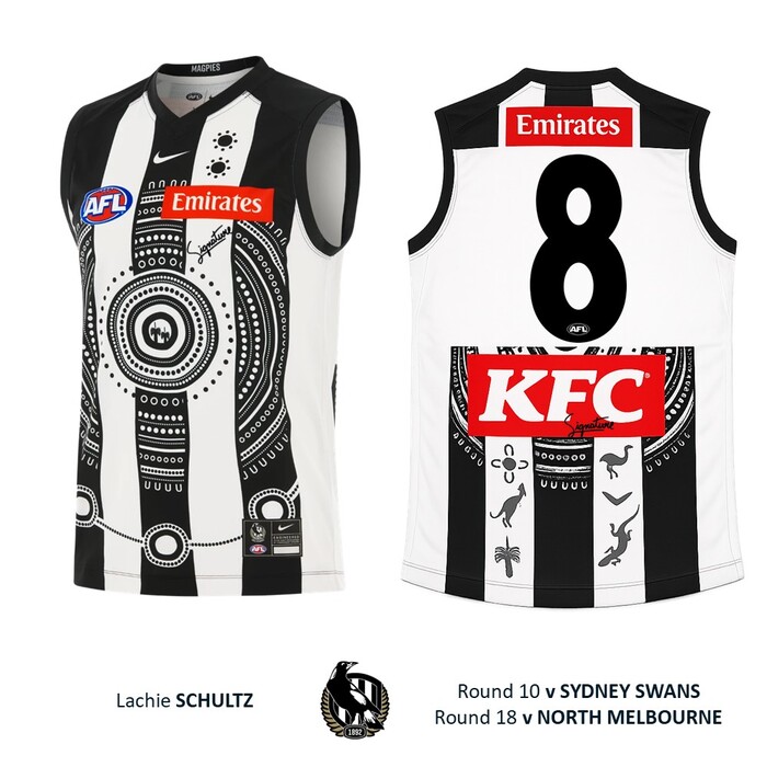 Photo of Lachie Schultz #8 Collingwood 2026 Indigenous Guernsey