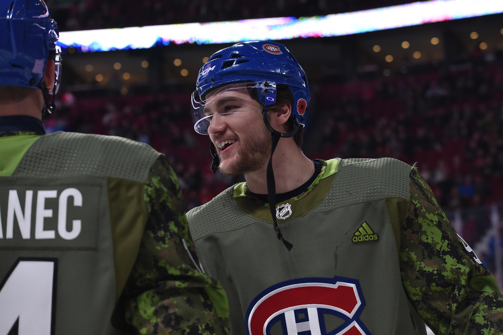 92 Jonathan Drouin WarmUp Worn and Autographed Military Jersey NHL