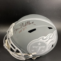 HOF - Titans Bruce Matthews Signed Replica Slate Speed Helmet with HOF 0...