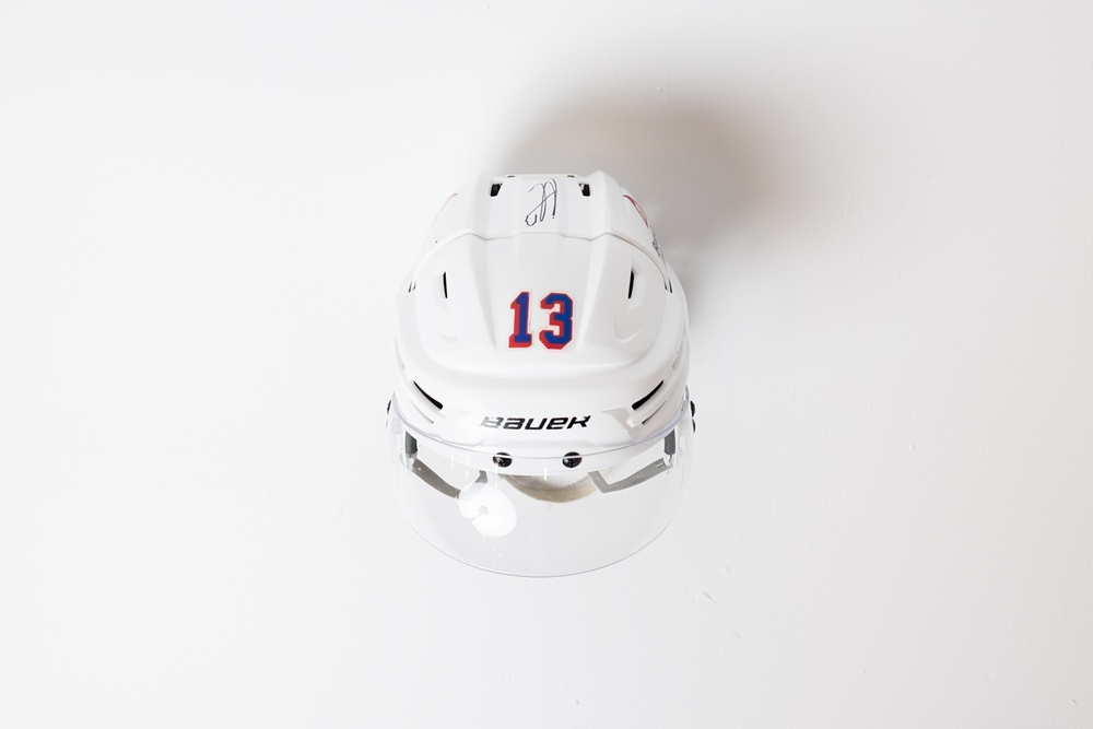 Signed and Game-Used Bauer Helmet by #13 Alexis Lafrenière - New York Rangers