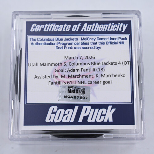 Image of Fantilli, Adam - Columbus Blue Jackets - March 7, 2026 vs. Utah Mammoth (Blue Jackets' 25th Anniversary Logo)