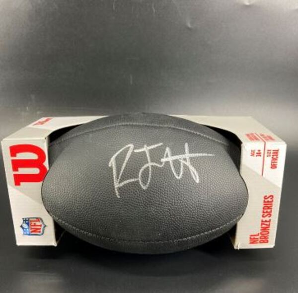 NFL - Broncos RJ Harvey Signed Black Composite Silver Series Football