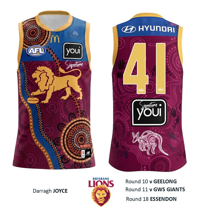 Photo of Darragh Joyce #41 Brisbane Lions 2026 Indigenous Guernsey