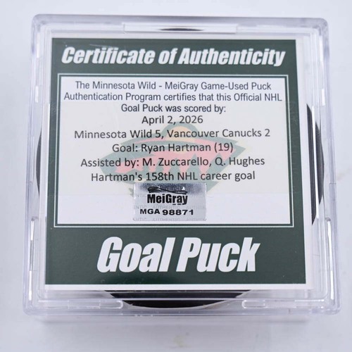 Image of Hartman, Ryan - Minnesota Wild - April 2, 2026 vs. Vancouver Canucks (Wild's 25th Anniversary Logo)