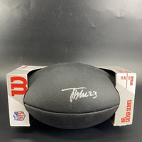 NFL - Cowboys Jaydon Blue Signed Black Composite Silver Series Football