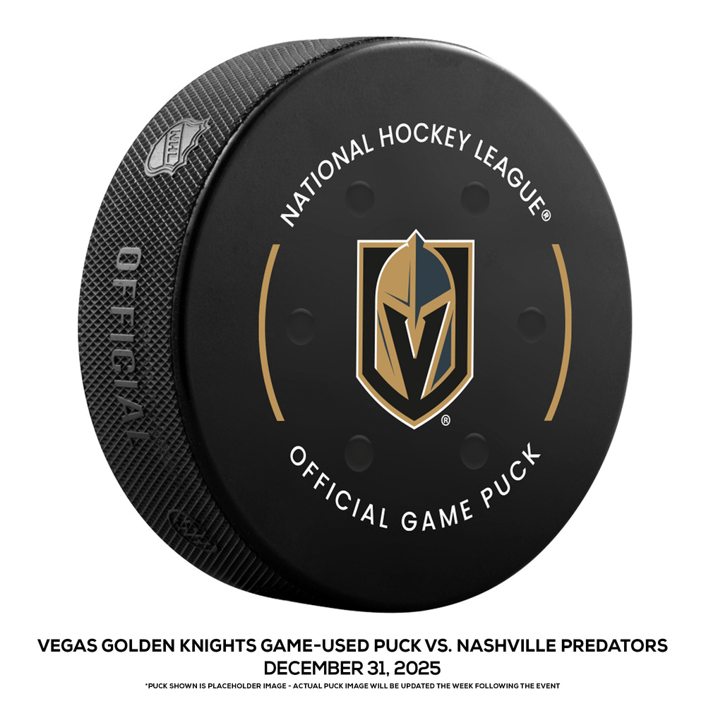 Vegas Golden Knights Game-Used Puck vs. Nashville Predators on December 31, 2025 - Steven Stamkos (NAS) Scores 600th NHL Goal During Game (Not a Goal Puck)