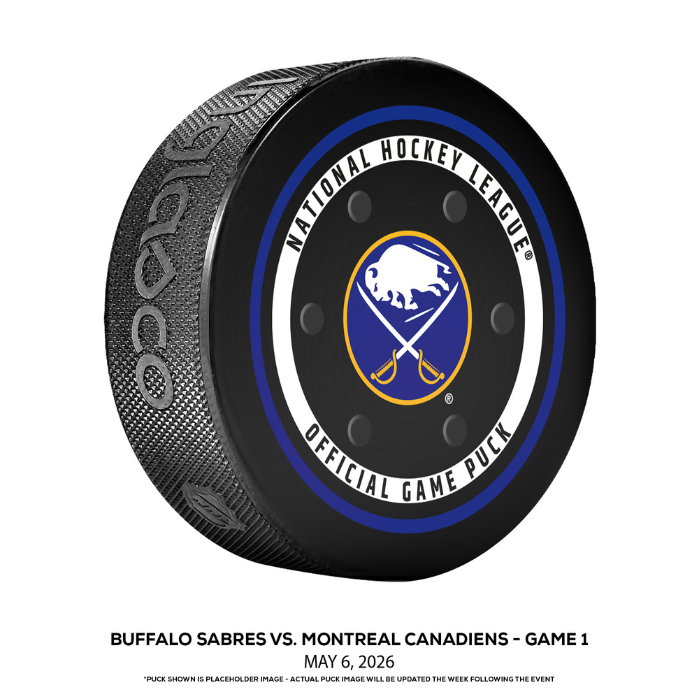 Montreal Canadiens vs. Buffalo Sabres Game-Used Puck from Game 1 of the Second Round of the 2026 Stanley Cup Playoffs on May 6, 2026