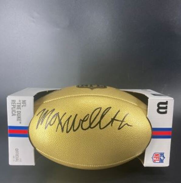 NFL - Bills Maxwell Hairston Signed Gold Composite Football