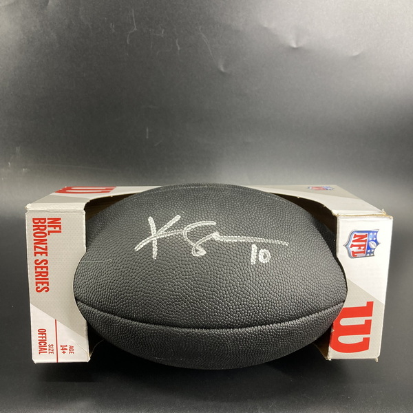 Bills - Khalil Shakir Signed Black Football With Metallic Bills Logo
