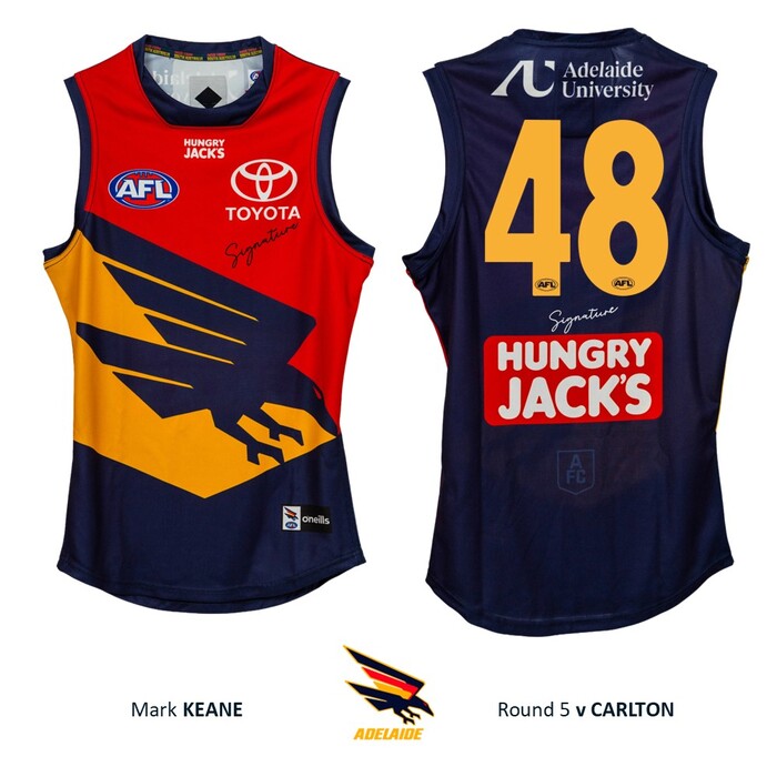 Photo of Mark Keane #48 Adelaide Crows 2026 Gather Round Player-Issue Guernsey