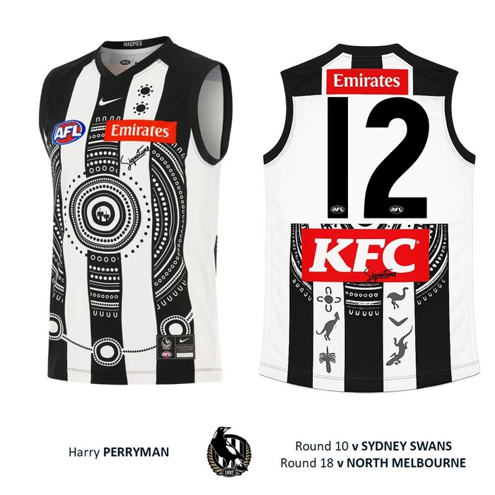 Photo of Harry Perryman #12 Collingwood 2026 Indigenous Guernsey