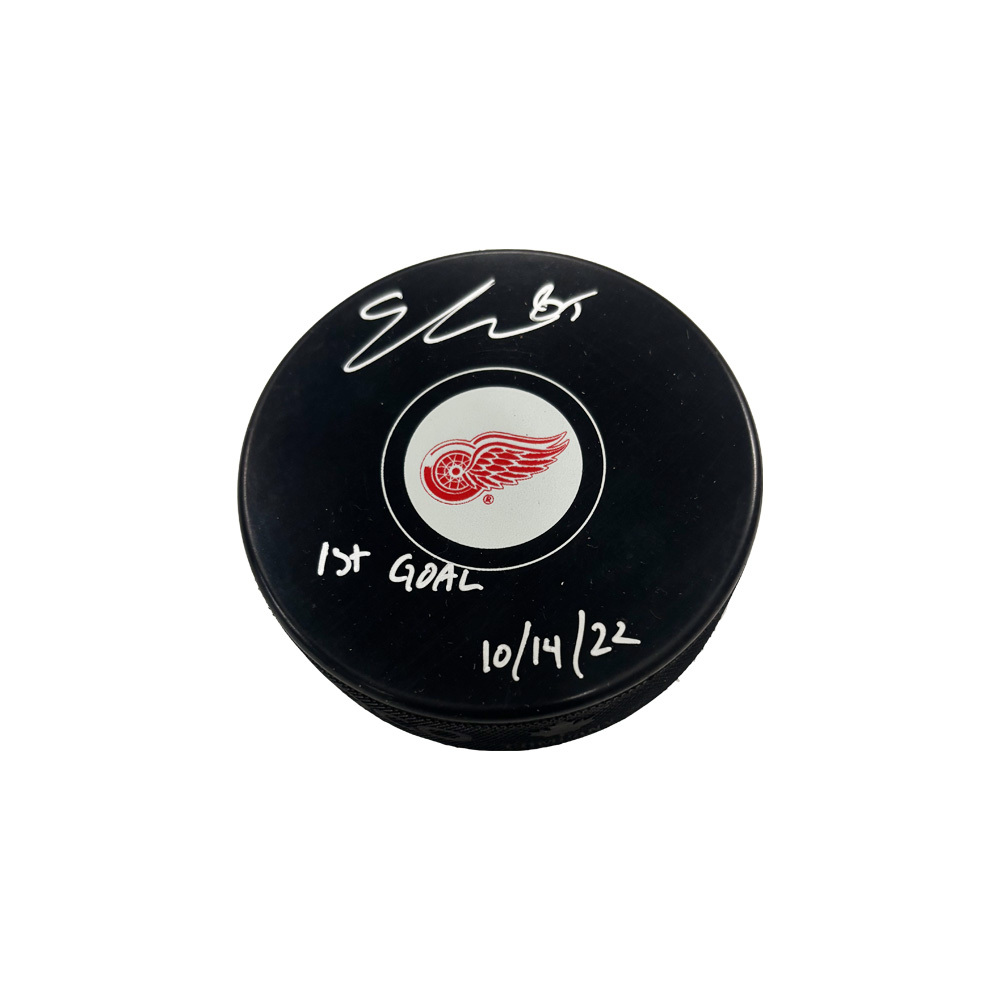 ELMER SODERBLOM Signed Detroit Red Wings Puck - 