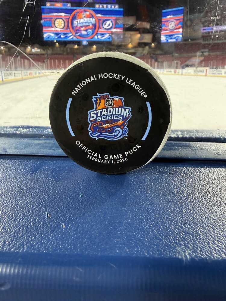 Oliver Bjorkstrand Tampa Bay Lightning 2026 NHL Stadium Series Game-Used Goal Puck