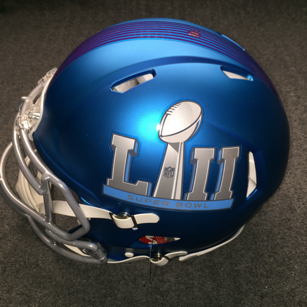 NFL Auction PCF Patriots Tom Brady signed Super Bowl 52 logo Speed