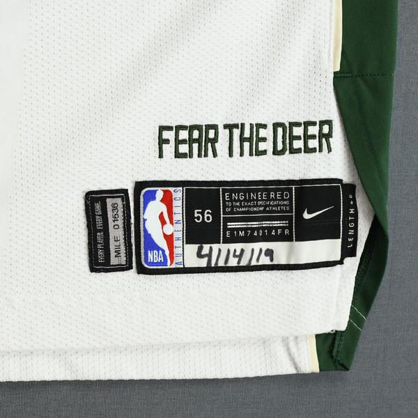 Brook Lopez Milwaukee Bucks Game Worn Association Edition Jersey 2019 Playoffs NBA Auctions