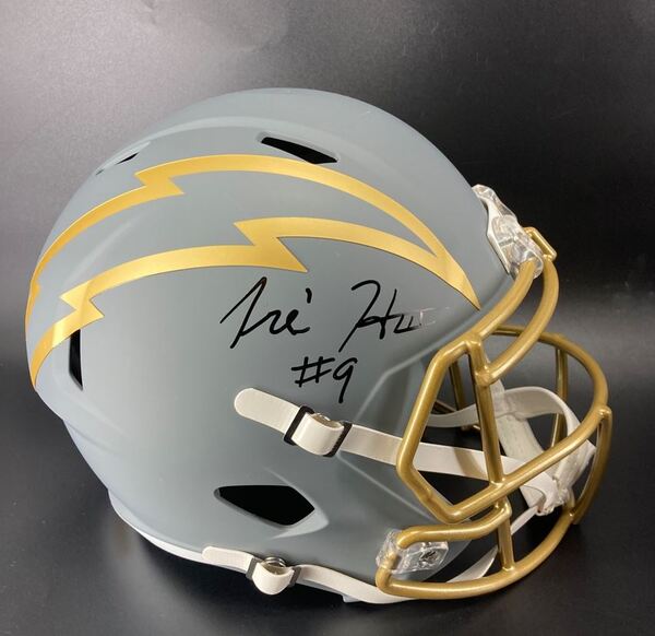 NFL - Chargers Tre Harris Signed Slate Replica Speed Helmet