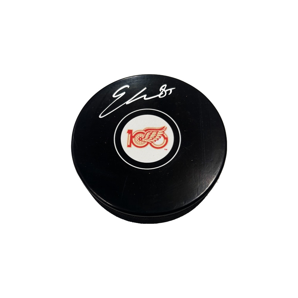 ELMER SODERBLOM Signed Detroit Red Wings Puck 