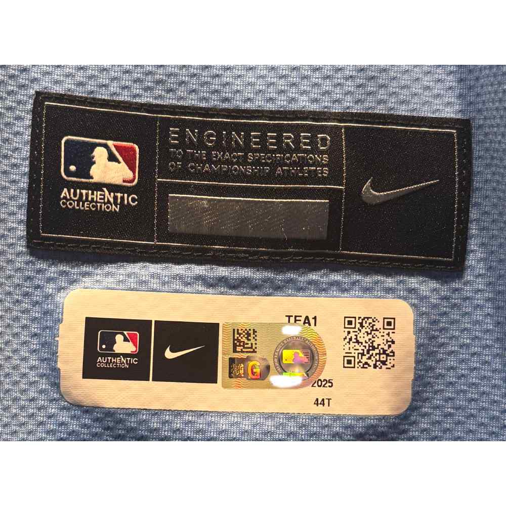 Evan Carter #32 Texas Rangers Game-Used 2025 Light Blue Alternate
